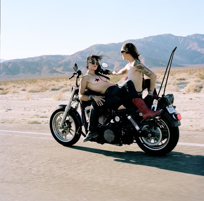 Girls on a motorcycle in Quebec